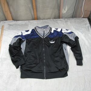 Adidas Track Jacket Mens Large Black Full Zip Athleisure Casual Classic VTG RARE